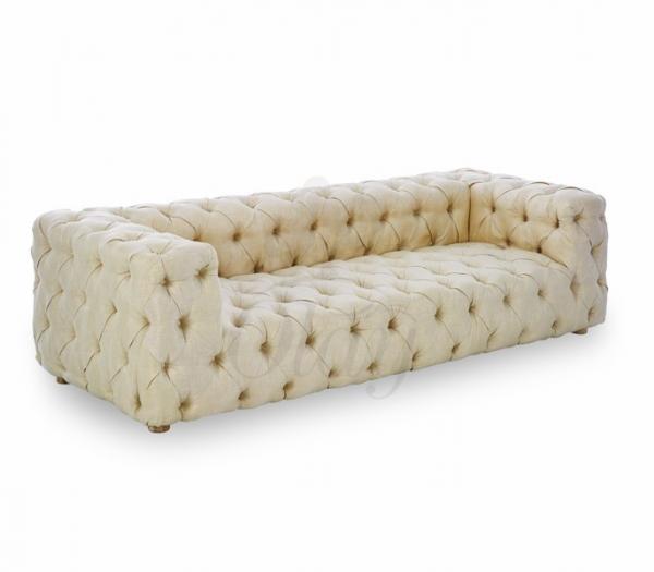 China Retro Tufted Upholstered linen Fabric Sofa Tufted Button Baroque Luxury Sofa and wedding event sofas factory