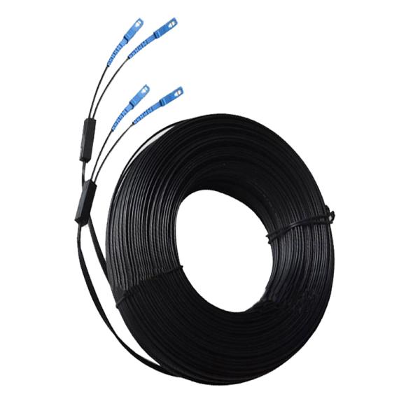Black 2 Core Single Mode Fiber Patch Cord SC - SC 657A2 Simplex 70M With Steel Wire