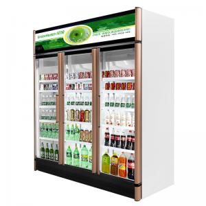 China Fan Assisted Commercial Glass Door Display Refrigerator / 3 Doors Upright Display Chiller on sale