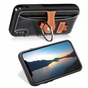 China 2018 Summer New Classic PU Leather Phone Case for iPhone X Case with Card Slot Ring Holder on sale