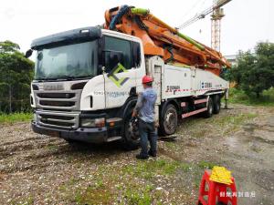 China 8×4 Used Concrete Pump Truck Scania Chassis Used Concrete Boom Pump on sale