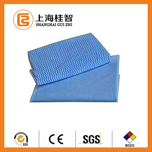 China Blue Wave Printed Foam Bonding Viscose Rayon Nonwoven Wiping Cloth for Home / Hotel factory