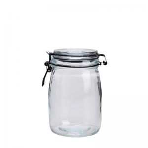 China Empty Glass Food Canister Closure Airtight Clear Glass Canisters on sale