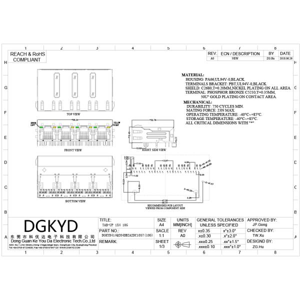 Dip Mount Multi Port Tab Up 12 Pin RJ45 Network Connector 8 Core 10g Transformer