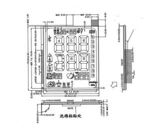 China TN Lcd Segment Display With Pin 1/3bias 1/6duty View Angle 6:00 factory