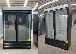 China Self Contained Glass Double Door Display Freezer With Light Canopy factory