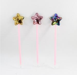 China Novelty plastic ballpen star decor with glitter surface two sides for boutique school suppliers on sale