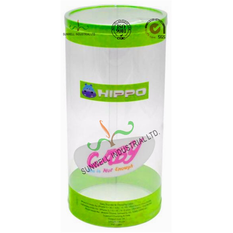 Cylinder Design Stationery PET Plastic Packaging Boxes With Cute Catoon Printing