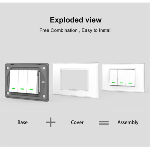 TB21 No Netural Wire Single Live Wire Smart Light Switch 1 2 3 Gang White and Gold