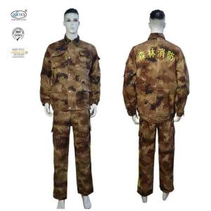 China Long Sleeve Desert Camouflage EN11611 FR Fire Retardant Suit With Logo Embroidered factory
