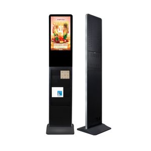 China FCC Capacitive Multi Touch LCD Advertising Kiosk With Magazine Holder factory