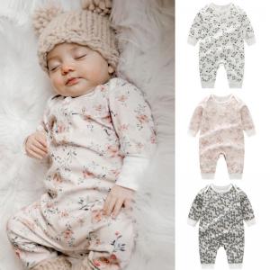 China Stock Organic Cotton Baby Long Sleeve Romper Wholesale Newborn Baby Clothes Infant Bodysuit With Printing factory