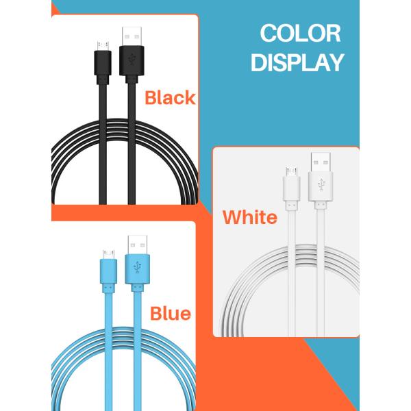 1M 2.4A Micro USB Data Transfer Cable Flat USB Charging Cable