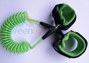 China Retractable Plastic Spring Baby Wrist Link With Straps Green 1.5M Stretched Length on sale