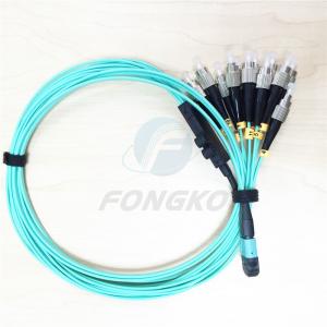 China OM3 MPO To 12 FC Pigtail Patch Cord Fiber Optic Jumper Connectors on sale