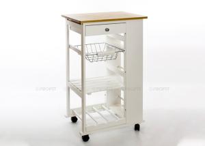 China 4 Tier 86cm Height 50cm Width Wood Kitchen Cart On Wheels factory