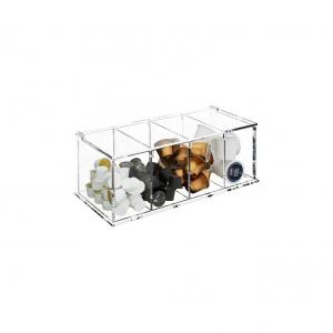 China Acrylic Divided Coffee Pod Box Clear 4 Slots K Cup Box Tea Bag With Lid 11.7x4.8x4.7inch on sale