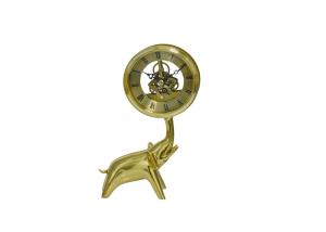 China Gold Vintage Small Skeleton Table Clock , Brass Support Decorative Table Clocks factory