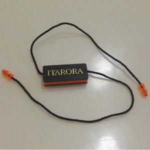 China custom black plastic security string tags for clothing stores emboss silver logo factory