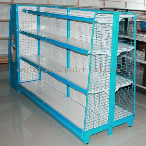 China Gondola Shelving Blue Light Duty Display Rack With Wire Mesh or Steel Board Side factory