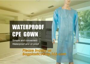 China Disposable CPE plastic gown/Plastic coat Elastic cuff/Thumb Cuff,disposable hospital CPE isolation gown /protection gown factory