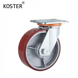 China Heavy Duty Red PU Iron Core Caster Wheels 4inch/5inch/6inch/8inch with Brake Included on sale