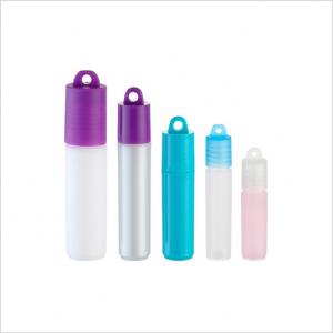 China Mini Fancy Cylinder Clear Essential Oil Roller Bottles Stainless Steel Roller Eye Cream Perfume on sale
