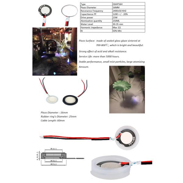 113KHz Ultrasonic Mist Maker 5000 Hours 350ML/H Piezo Fogger