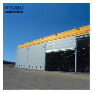 China Double PVC Fabric Stacking Hangar Doors Steel 42m Width 17m Height IP64 For Airplane factory