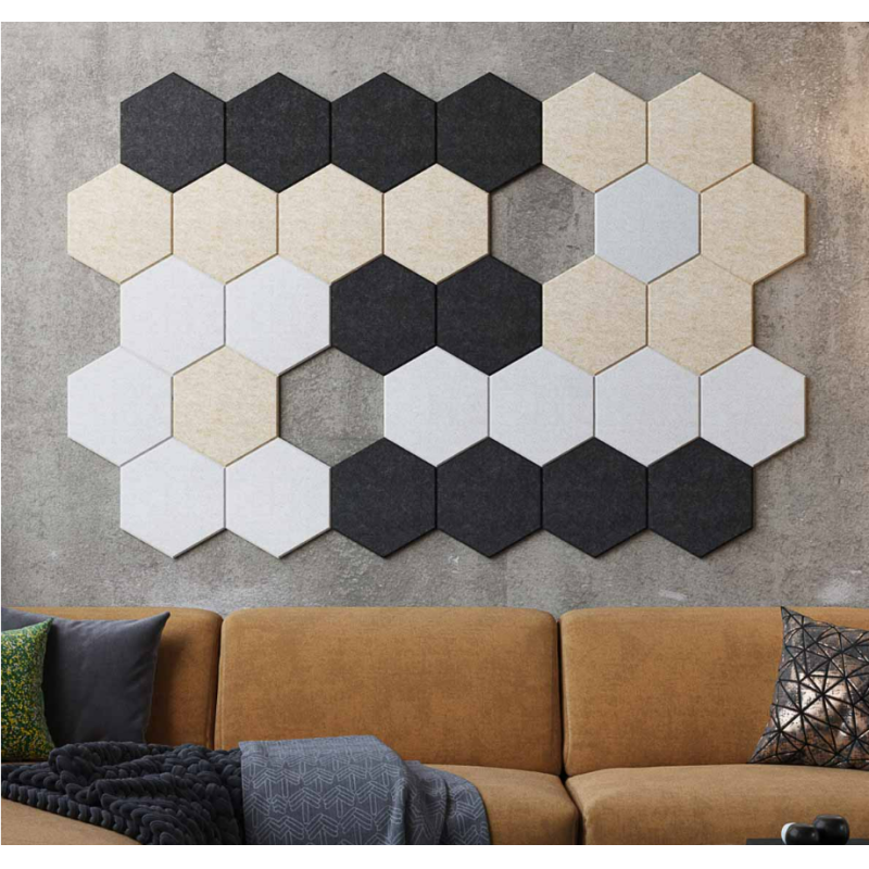 12 Pack 9mm Wall Felt Polyester Hexagonal Acoustic Panels Decorative Soft