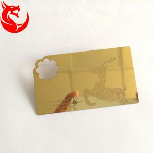 China Laser Cut Anodized  Gold Business Cards With Mirror On Back 0.3mm 0.5mm Thickness factory