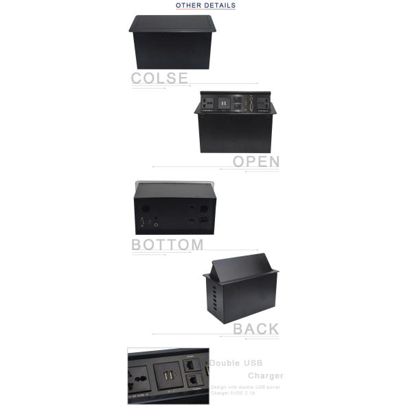 Professional Hydraulic Pop Up Socket With Double USB Charger Interfaces