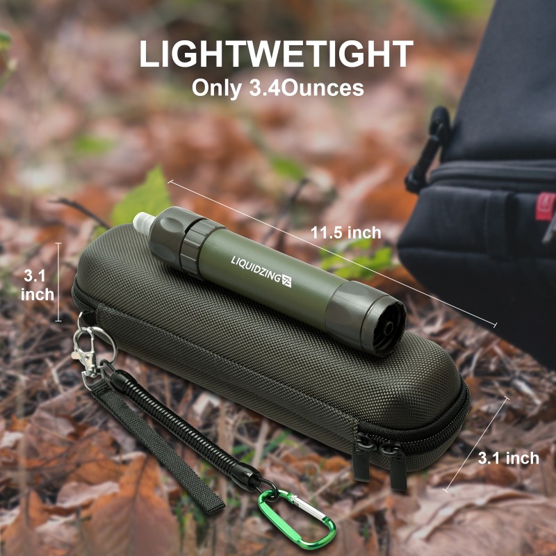 Filter Straw Travel Carry Case Hardshell Green Customized
