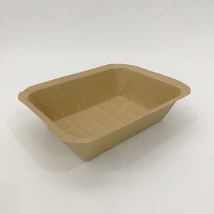 China 250gsm Brown Kraft Food Trays , Compostable PE Coating Fast Food Paper Tray on sale