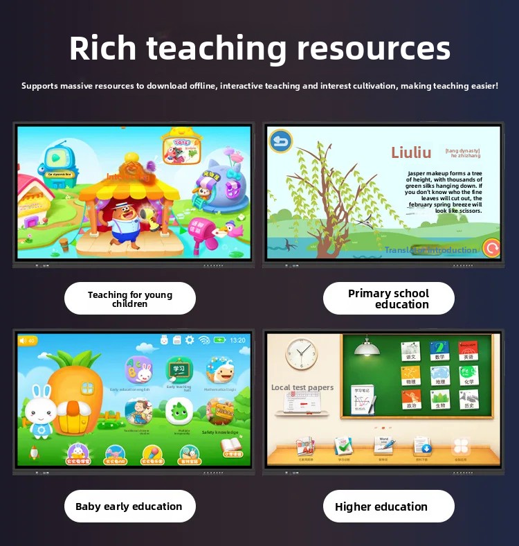 Big Size 98'' 110'' Interactive Board for Teaching Conference Touch Screen Display Kindergarten Classroom Electronic Whiteboard