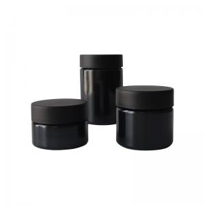 China Kush Pack Childproof Lid Black Plastic Weed Jar Smell Proof Airtight PET Jar on sale