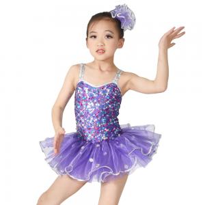 China Sequins Hem Tires Dress Girls Dance Costume Dresses Holograms Sequins Sweetheart Top With Sequins Straps factory