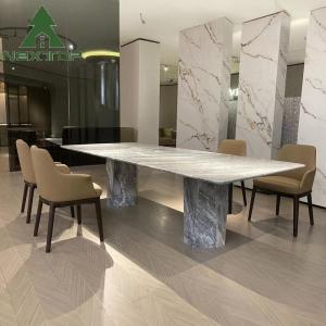 China OEM Dining Room Furniture For 8-12 Full Marble Rectangular Dining Table Set factory
