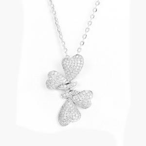 China 1.73g Sterling Silver Cubic Zirconia Pendant Heart Bow Shape on sale