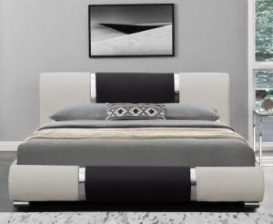 China Minimalist Fashion Design Leather Bed Manufacturers Black And White PU Curve Bedstead factory