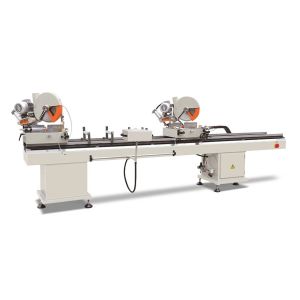 China manual double mitre saw pvc window door making machine double head cutting machine factory
