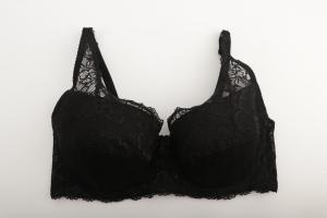 China 2019 Underwear fabric polyester spandex bra lace Lingerie black white solid color Bra with full lace push up factory