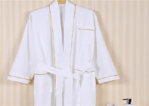 Waffle Cotton White Color Hotel Bathrobes Towel For Robe Skin Friendly