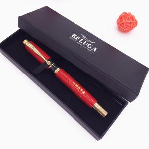 China Customized Red Color Metal Logo Roller Ball Pen Set with Black Gift Box factory