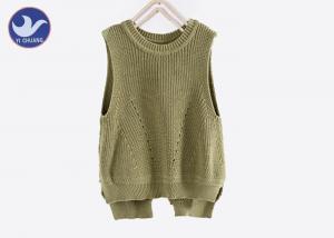 China Cotton Girls Turquoise Sweater Sleevesless Vest Pointelle Back Open With Butterfly Knot factory