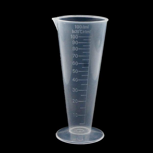 100mL Plastic Graduated Measuring Cup Capacity Beaker Cone Shape Round Base Labs Kitchen Clear