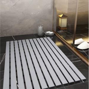 China Crossed Strips Non Skid PVC Floor Mat Rug For Shower Room 45CM*75CM Grey Tan on sale