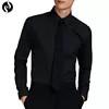 China New fashion solid black slim fit shirts pattern shirt men