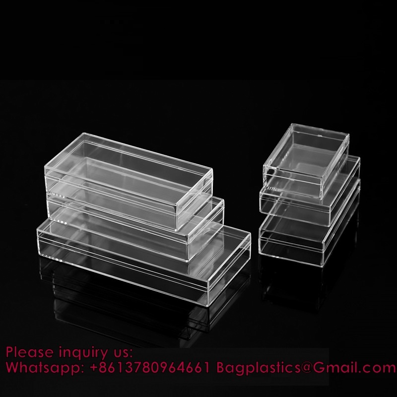 Acrylic Box Plastic Square Cube Clear PS Plastic Hinged Container Component Storage Box Food Storage, Gift Organizer, Component Containers Tool Boxes