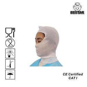 China 35CM White Cotton Protective Hood FDA Disposable Hood With Overlock Sewing factory